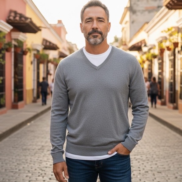 Banana Republic Other - Banana Republic Men's V Neck‎ Sweater Heather Gray Size Large Cashmere Blend